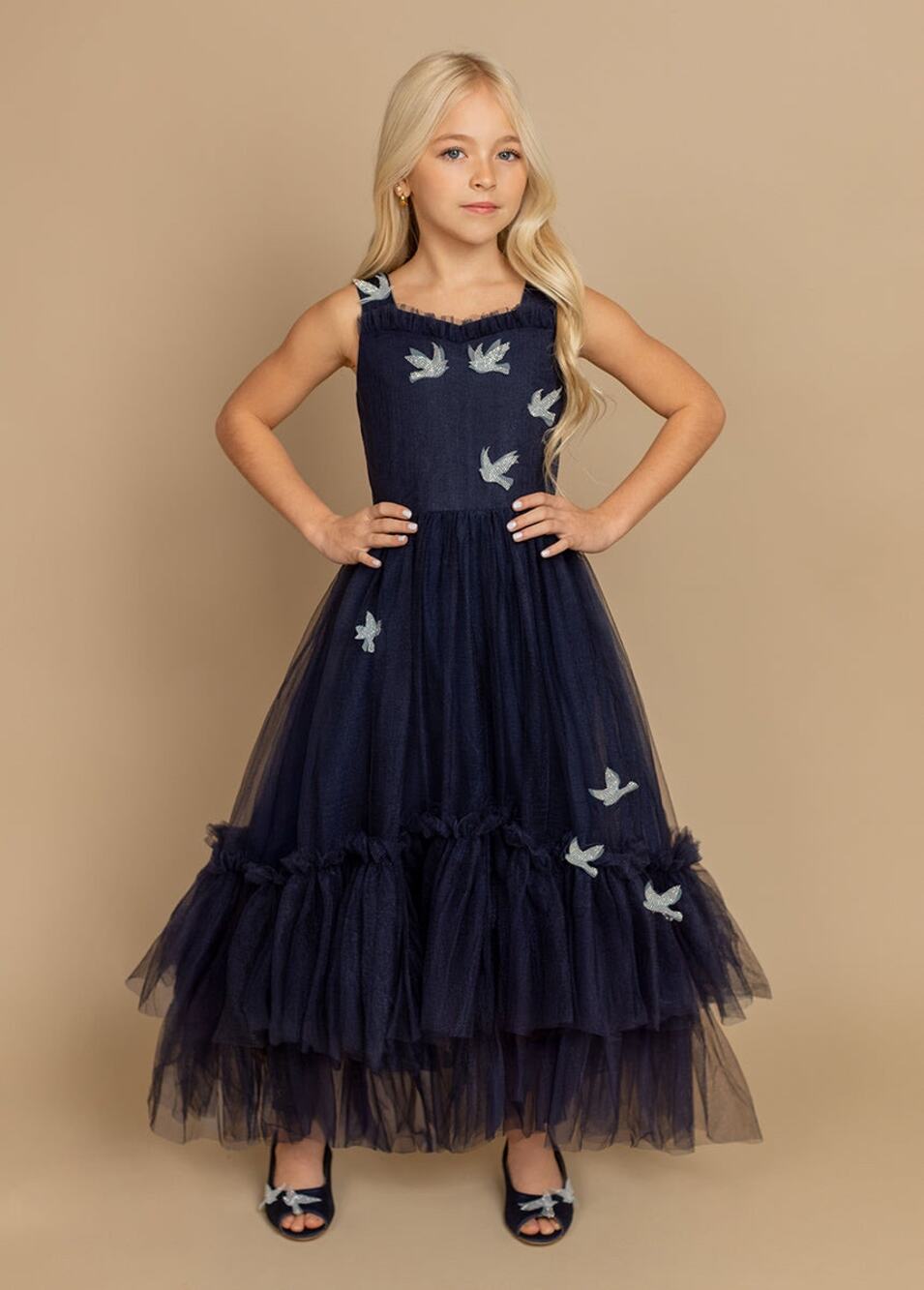 Joyfolie Mia Joy Sparrow Dress in Navy Girl’s Size 4